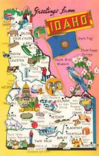 Greetings from Idaho, Map of Landmarks & Attractions, Vintage Postcard picture
