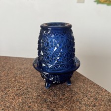 RARE Cobalt Blue LE Smith Daisy Button Fairy Lamp picture