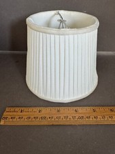 WHITE PLEATED RUCHED CLIP ON LAMP SHADE GRANNY COTTAGECORE FARMHOUSE picture