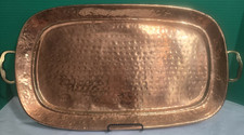 VINTAGE HAMMERED COPPER SERVING TRAY 18.5