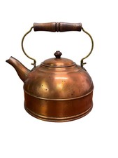 Vintage Paul Revere Ware Copper Tea Pot Kettle 2 Quart Wood Handle Decor picture