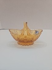 Vintage Fenton Amberina Basket with Split Handle Daisy and Button Design picture