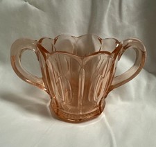 Pink Depression Glass Scalloped Sugar Bowl VINTAGE picture