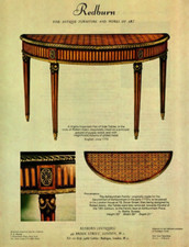 ROBERT ADAM SIDE TABLES PRINT AD, REDBURN ANTIQUES, LONDON, 1974 EXHIBIT ADVERT picture