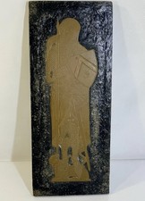 Vtg Brass Rubbing Plate Plaque Sir John D’Aubernoun Wood Mounted picture