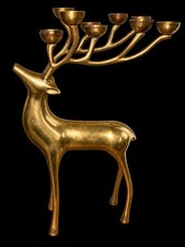 Vintage India Brass Deer Stag 10 Point Ball Votive Candleholder 19.5 Inches Tall picture