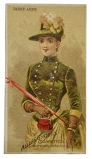 1888 N18 Allen & Ginter Parasol Drill Carry Arms Victorian Woman Tobacco Card picture