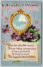 Vintage 1913 Memory's Mirror Floral Embossed Postcard with Poem picture