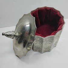 VTG Godinger Silver Plate 1991 Trinket/ Jewelry  Box Velvet Lined 5'' Tall picture