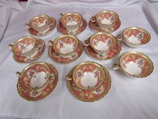 Cauldon Tiffany & Co Pink Gilt Tea Cups and Saucers picture