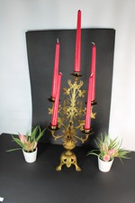 Antique metal spelter church candle holder candelabra religious  picture