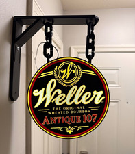 Weller Antique 107 “Original Wheated Bourbon” Hanging Distillery Sign, Black/Red picture