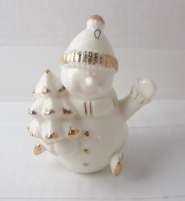 Unbranded Snowman Ceramic Ornament - White w/Gold Accents - 3.5