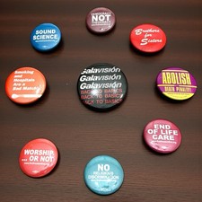 VTG Political Quote Metal Pinback Buttons Small Plastic Multicolor Lot of 9 picture