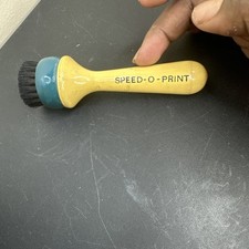 Vintage Speed-O-Print Typewriter Cleaning Brush Yellow Wood Handle Tool picture