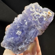 Natural Dreamy Fluorite Crystal w/ Gypsum Specimen Raw Mineral White Fluorescent picture
