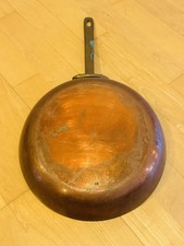 Vintage Bazar Français 666 Copper Skillet 26cm France Brass Handle 10” picture