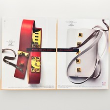 1991 Hermes Dog Collar Doggy Bag Purse 2 Page Vintage Print Ad Fashion Art picture