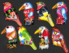 1960's Lot of 8 Different Tin Lithographed Japanese Bird Pins “New Old Stock” picture