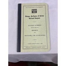 Vintage 1968 Burlington Route CB&Q Railroad Station Numbers Book M.C.A. No. 122 picture