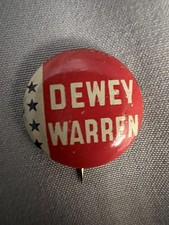 1948 THOMAS DEWEY EARL WARREN campaign political president pin pinback button picture