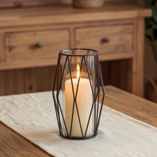 NUPTIO Black Geometric Hurricane Glass Candle Holder, 1 Piece Small, picture
