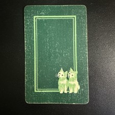 Green Kittens / Kitty Cat Single Swap Playing Card -c. 1930s (Linen) picture