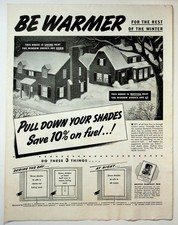 1943 Be Warmer Winter Print Advertisement Window Shades 10x13 Black White picture