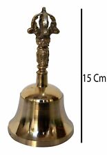 Antique Vintage Brass Bronze Church, Temple Bell With Statue Handle Nice Sound picture