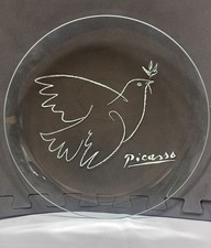 Vintage Pablo Picasso Dove Olive Branch 13” Glass Plate Platter  picture