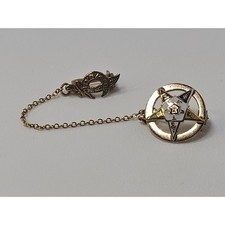 Vintage 10K Top Eastern Star Pin W/ Shriner & Crescent Moon Attachment Pin picture