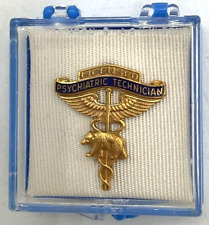 Vintage California Licensed Psychiatric Technician Lapel Pin 10k Gold Fill Bear picture
