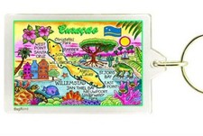 CURACAO (NETHERLANDS ANTILLES) MAP ACRYLIC RECTANGULAR KEYCHAIN 2.5