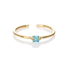 Namana Dainty Gold Ring – Adjustable with Light Blue Square Stone for Women picture