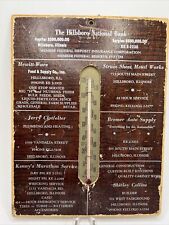 Vtg Hillsboro, IL The National Bank Hewitt Ware Local Advertising Thermometer picture