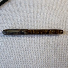 Vintage Ottawa Brown Marble Effect Lever Filler Fountain Pen for Students  As is picture