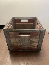 RARE SPOKANE WA Vintage Carnation Wood & Metal Milk Crate picture
