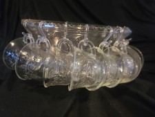 Vintage Clear Glass Punch Bowl with 8 Cups Grape Leaf Pattern picture