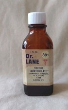 Vtg Small 1oz Glass Pharma Bottle Dr. Lane Merthiolate 39¢ C.M.C. Inc TN picture