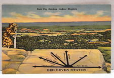Postcard Rock City Gardens, Lookout Mountain Georgia See 7 States, Unused Linen picture