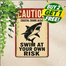 Shark Sighted Warning Sign Coastal Water Safety Decor Plaque 8x12 picture