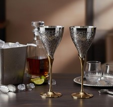 Stonkraft Engraved Pure Brass Premium Goblet Champagne Flutes Coupes Wine Glass picture