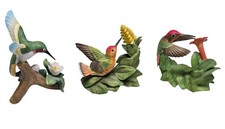 Vtg 90s Bronson Collectibles Hummingbird Figurine Set Of 3 Porcelain Cottagecore picture