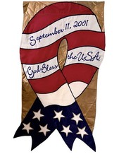 Vintage September 11 2001 USA Flag God Bless The USA STITCHED Extremely RARE picture
