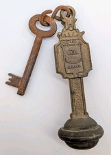 Hotel Key Richemond Geneve Switzerland Brass Skeleton Key & Fob Richmond Geneva picture