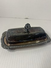 Vintage Crosby Silver Plated Butter Dish Victorian W Glass Insert picture