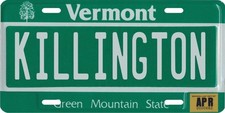 Vermont KILLINGTON 1990's Aluminum License Plate picture