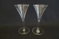 VINTAGE CLEAR GLASS CRYSTAL TRUMPET SHAPE SET (2) STEMMED CORDIAL GLASSES 1oz picture