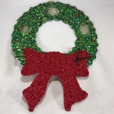 Vintage 1970’s Christmas Wreath Plastic Melted Popcorn Wall Decoration picture