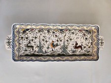 Vtg Coimbra Portugal Hand Painted Tray 17x6,5 
